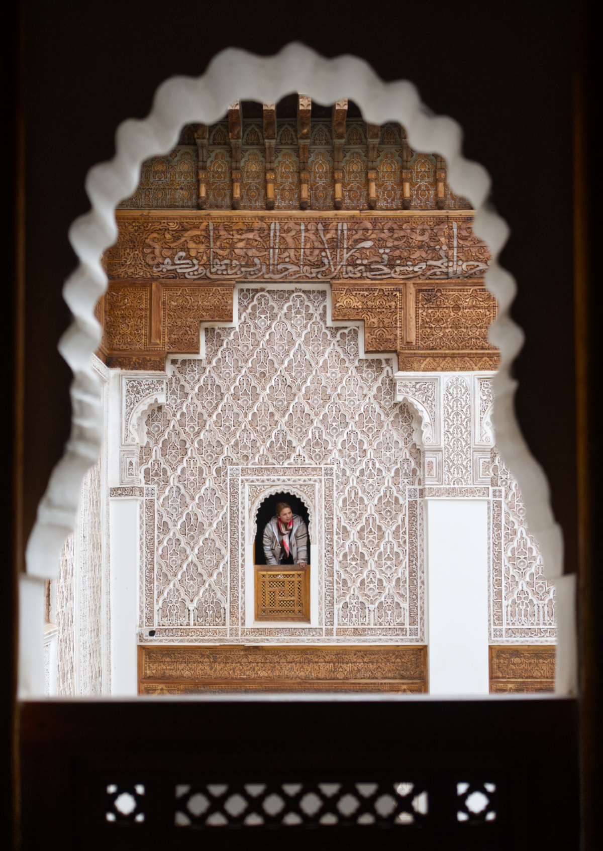 Through a 700 year-old student room window in the Ben Youssef Madrasa.
